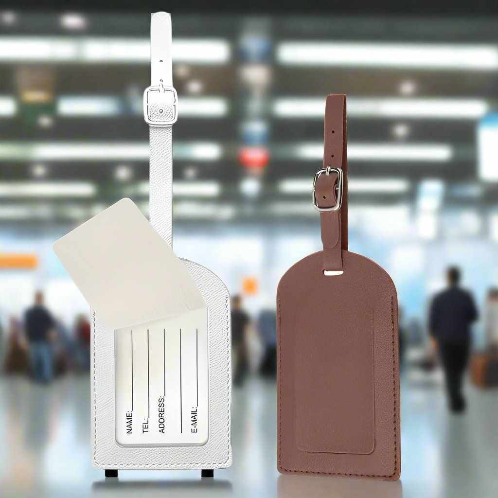 Sublimation Blanks Suitcase Travel Name Tag Blank Custom Print PU Leather  Labels Loss Prevention Luggage Tags - Brown / White