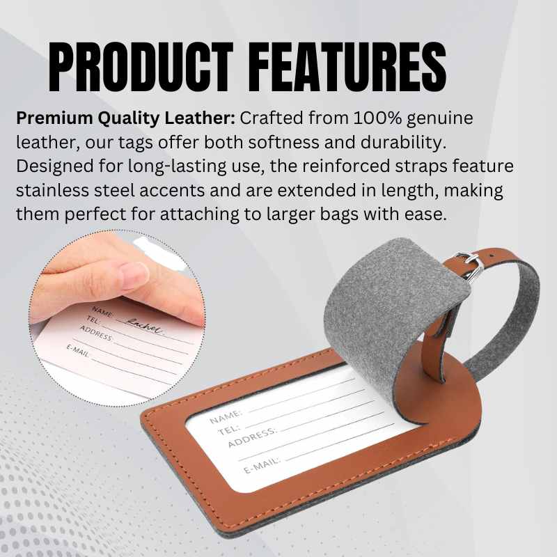 Sublimation Blanks Suitcase Travel Name Tag Blank Custom Print PU Leather  Labels Loss Prevention Luggage Tags - Brown / White