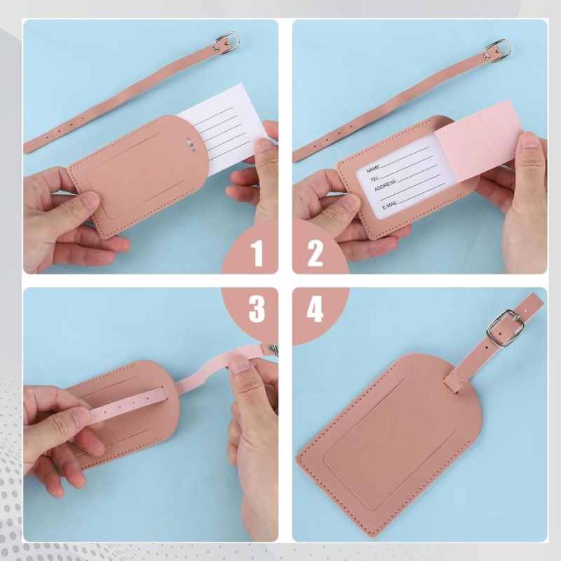 Sublimation Blanks Suitcase Travel Name Tag Blank Custom Print PU Leather  Labels Loss Prevention Luggage Tags - Brown / White