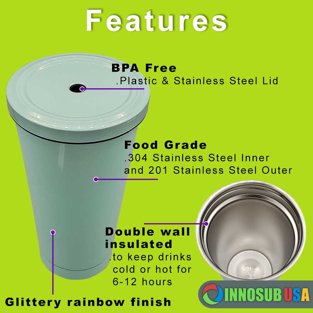Sublimation Tumbler 15 Oz Blanks | Glitter Finish by INNOSUB USA