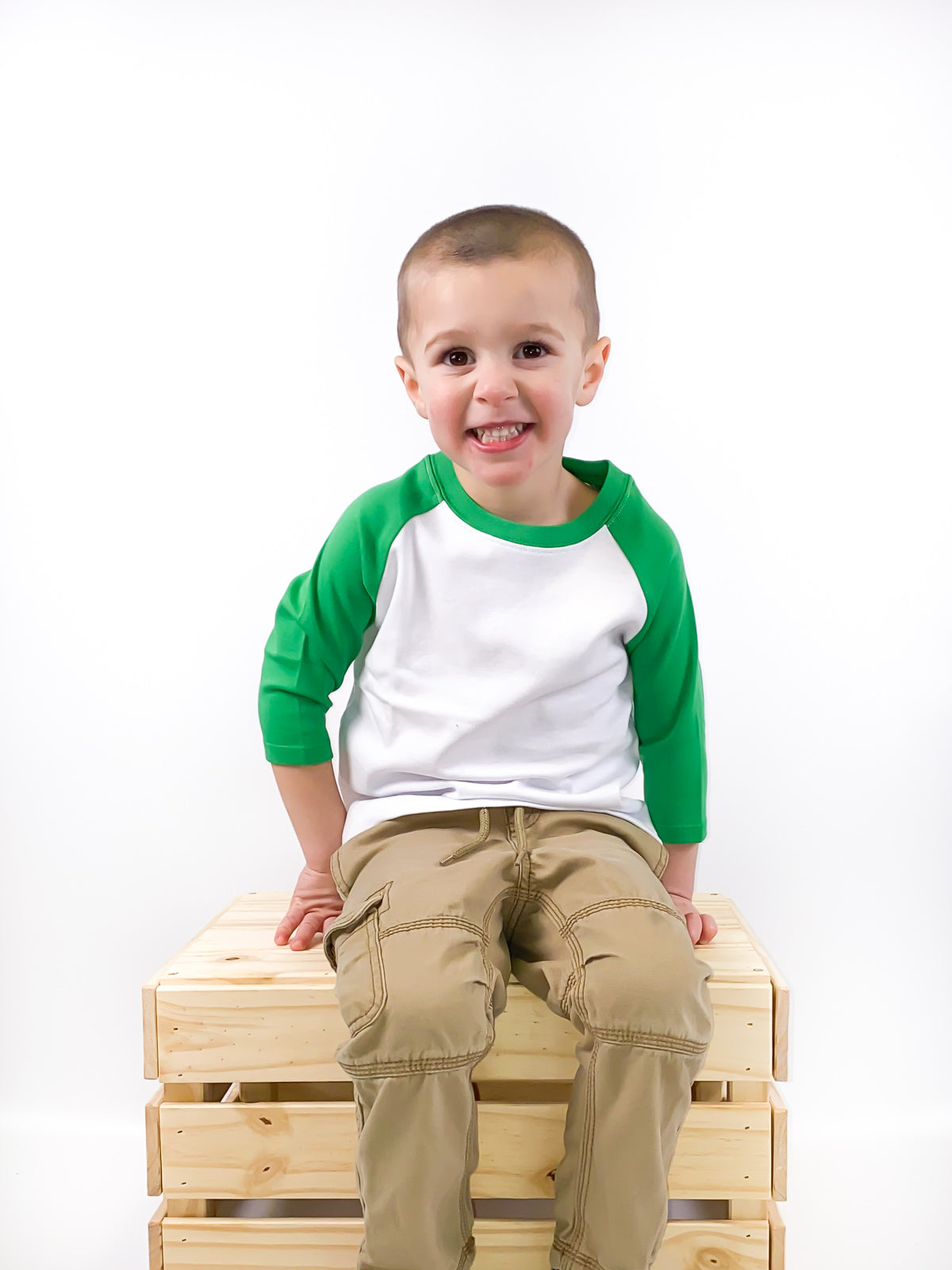 Unisex Raglan Shirt with White Body (12M-Toddler)