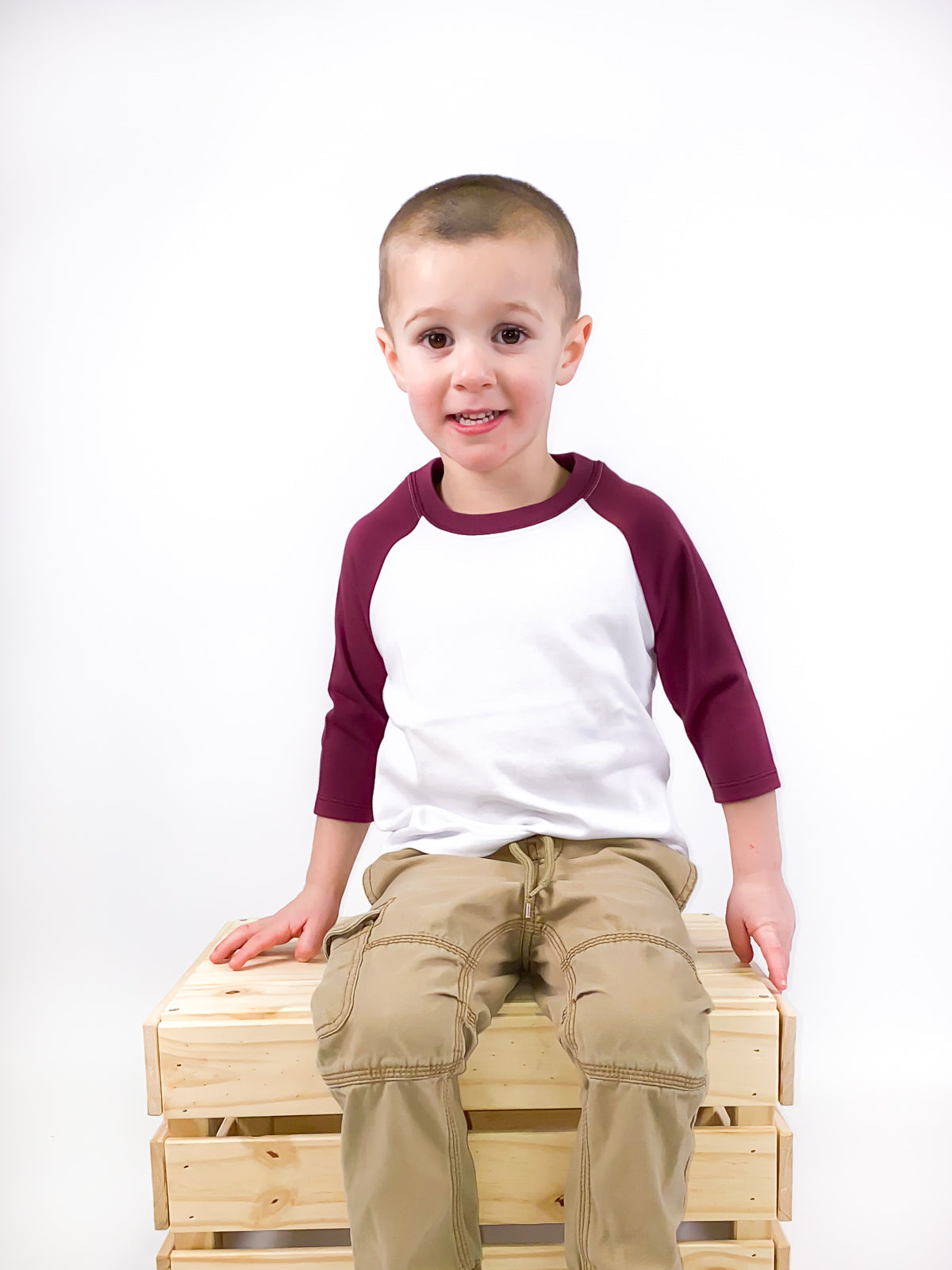 Unisex Raglan Shirt with White Body (12M-Toddler)