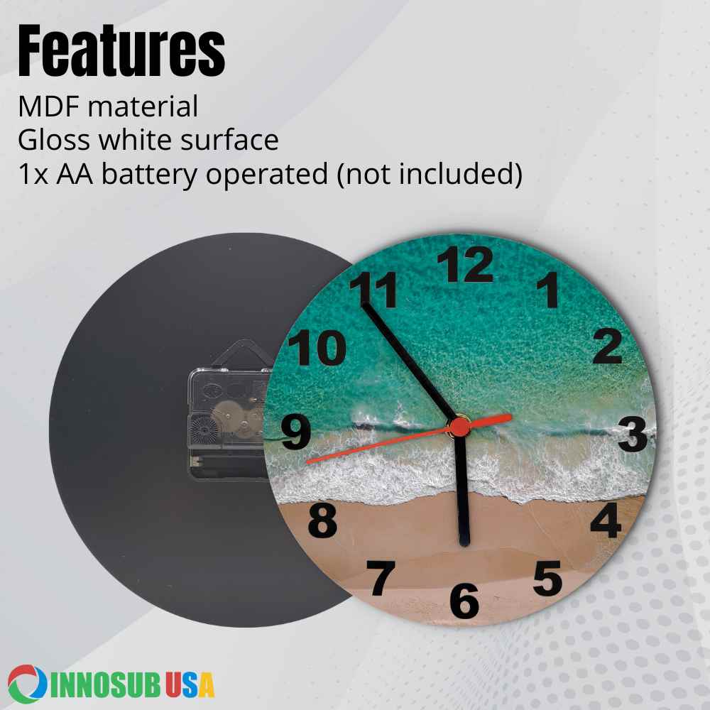 Sublimation MDF Wall Clock Blanks |Manually  WallClock | 8 inch | 12" | by INNOSUB USA
