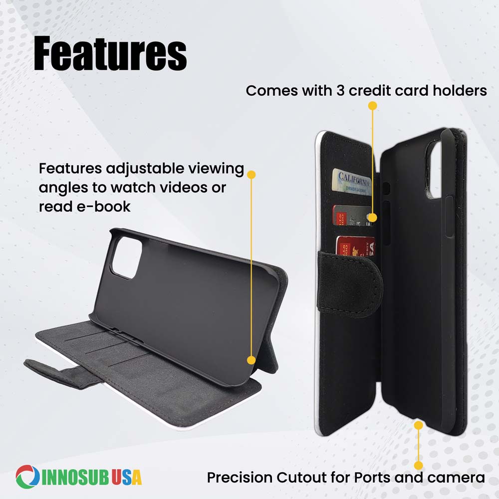 Sublimation Blanks Flip Wallet Leather Case Compatible with iPhone /Galaxy / Note