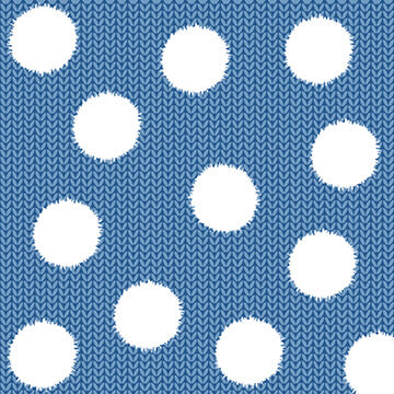 Welcome Winter - Fuzzy Dot on Knit Ground - Blue (3-Yard Pack)