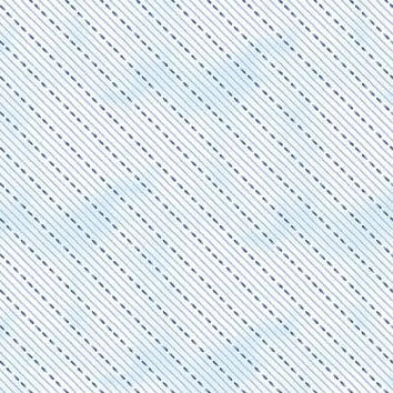 Dreaming in Blue - Dashed Stripes - White