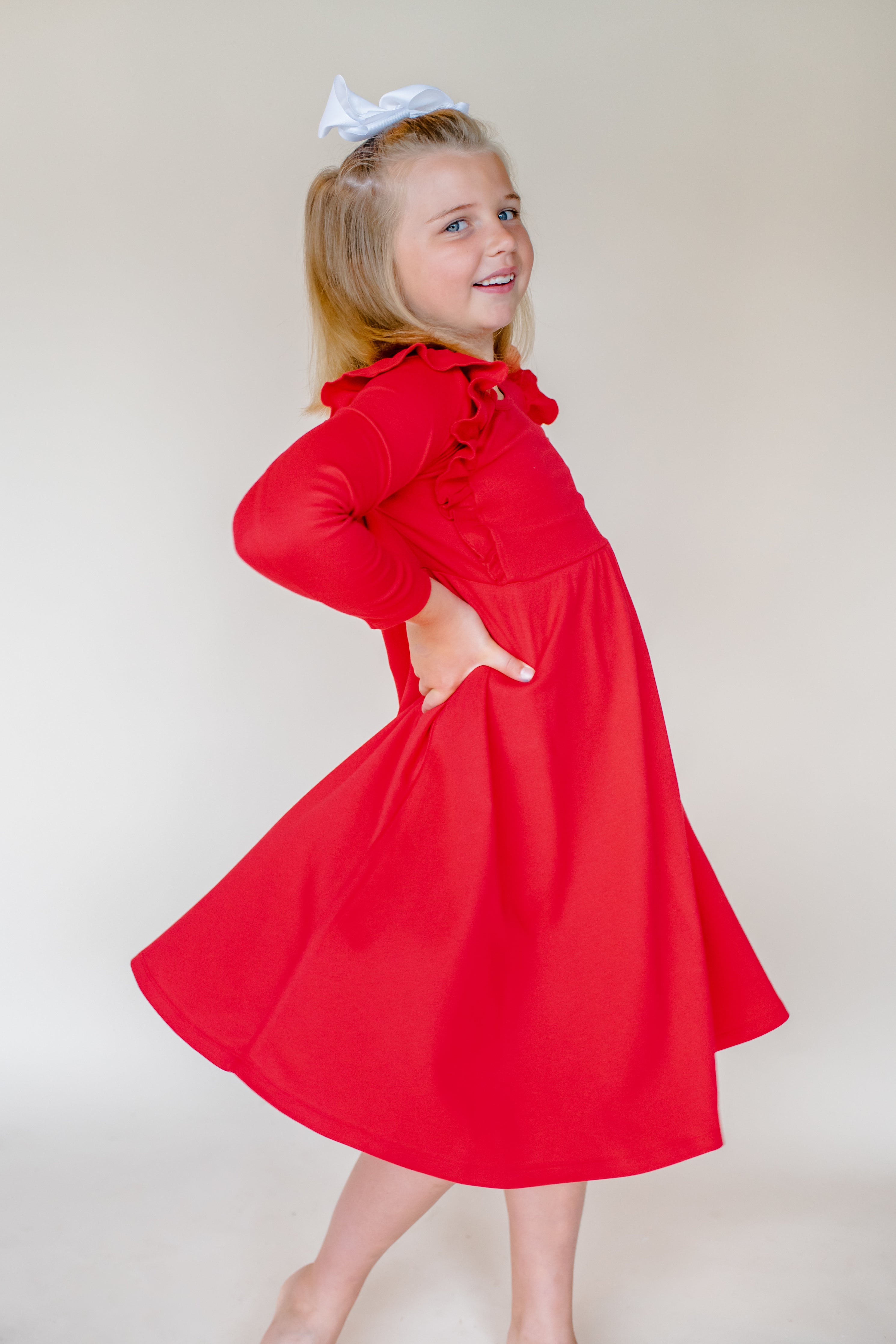 Girl's Twirl Empire Waist Long Sleeve Dress