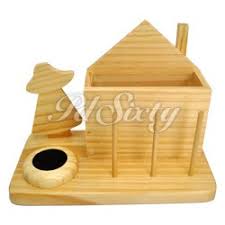 Wooden Spool Organizer with Accessory Box & Tray (3 Spools) #P60693