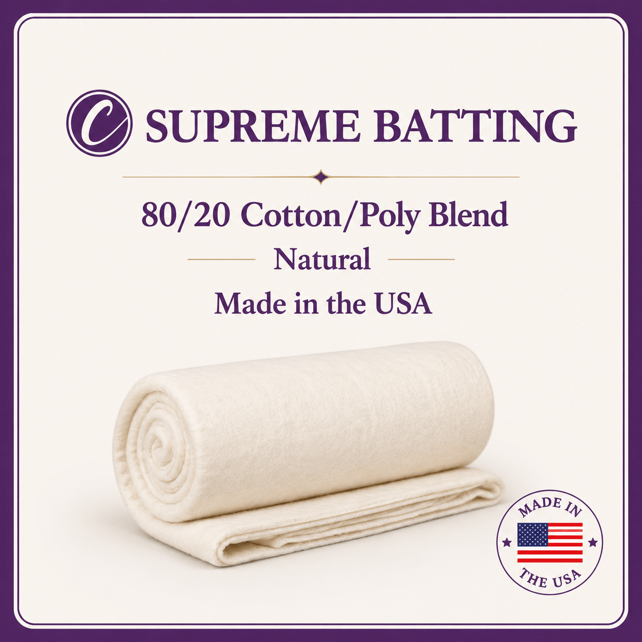 Choice Supreme Batting - 80/20 Cotton/Poly Blend - Crib (46.5" x 60")
