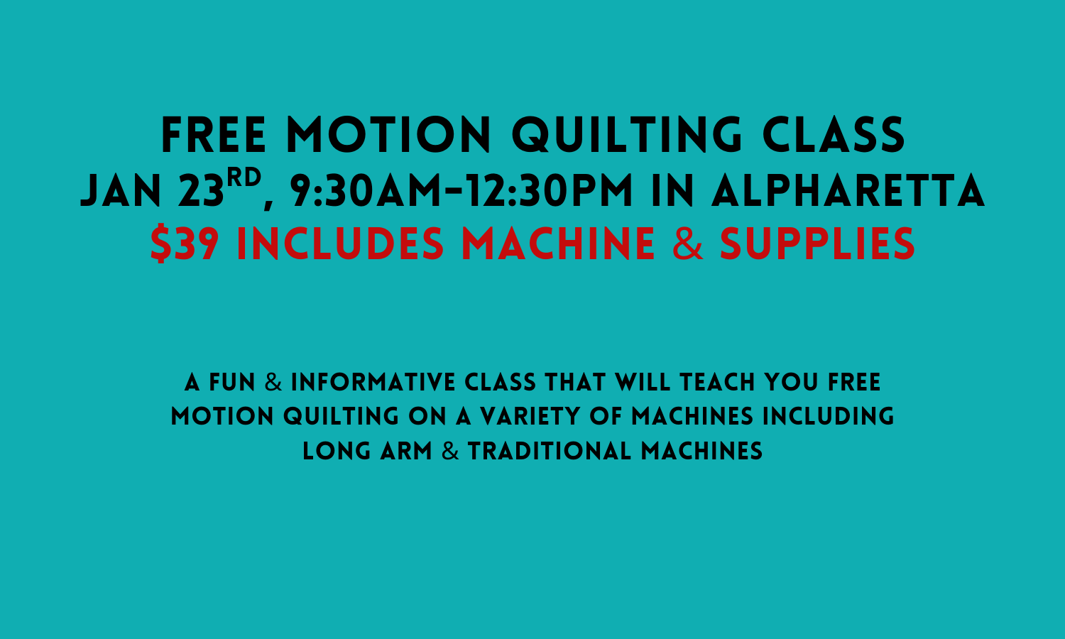 Free Motion Quilting Class 1/23/26