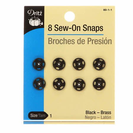 Snaps Sew-On SZ 1 Black