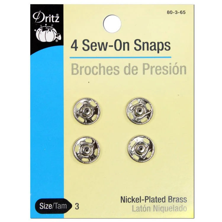 4 Sew On Snaps Sz 3 Nickel