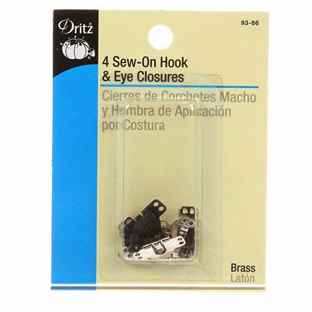 Sew-On Hook and Eye Closures Pant/Skirt Asst 4ct