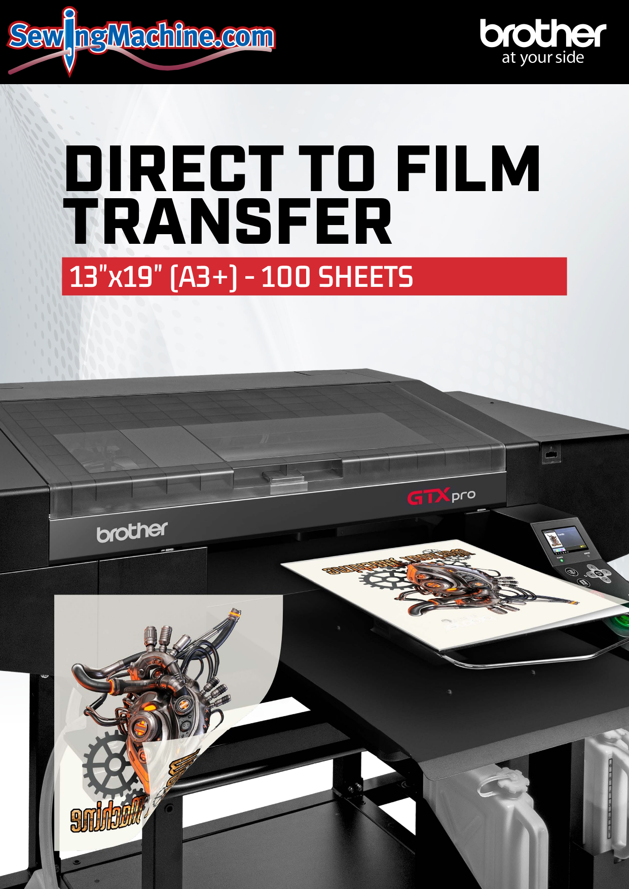 Brother DTF Film Sheets (A3+, 13"x19", 100 Sheets)