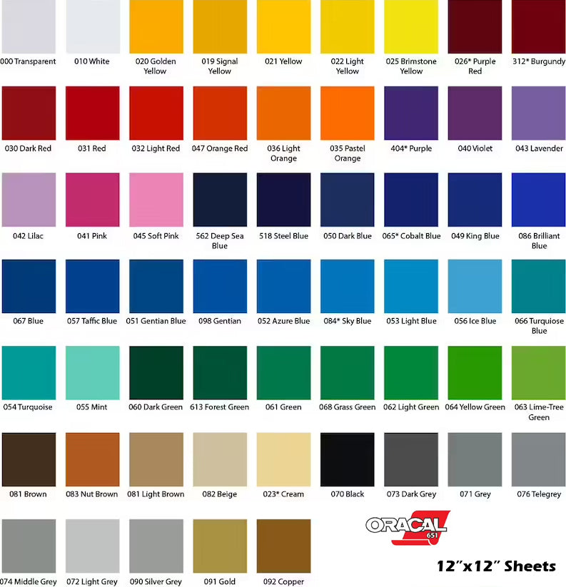 Oracal 651 Adhesive 12" x 12" Sheets